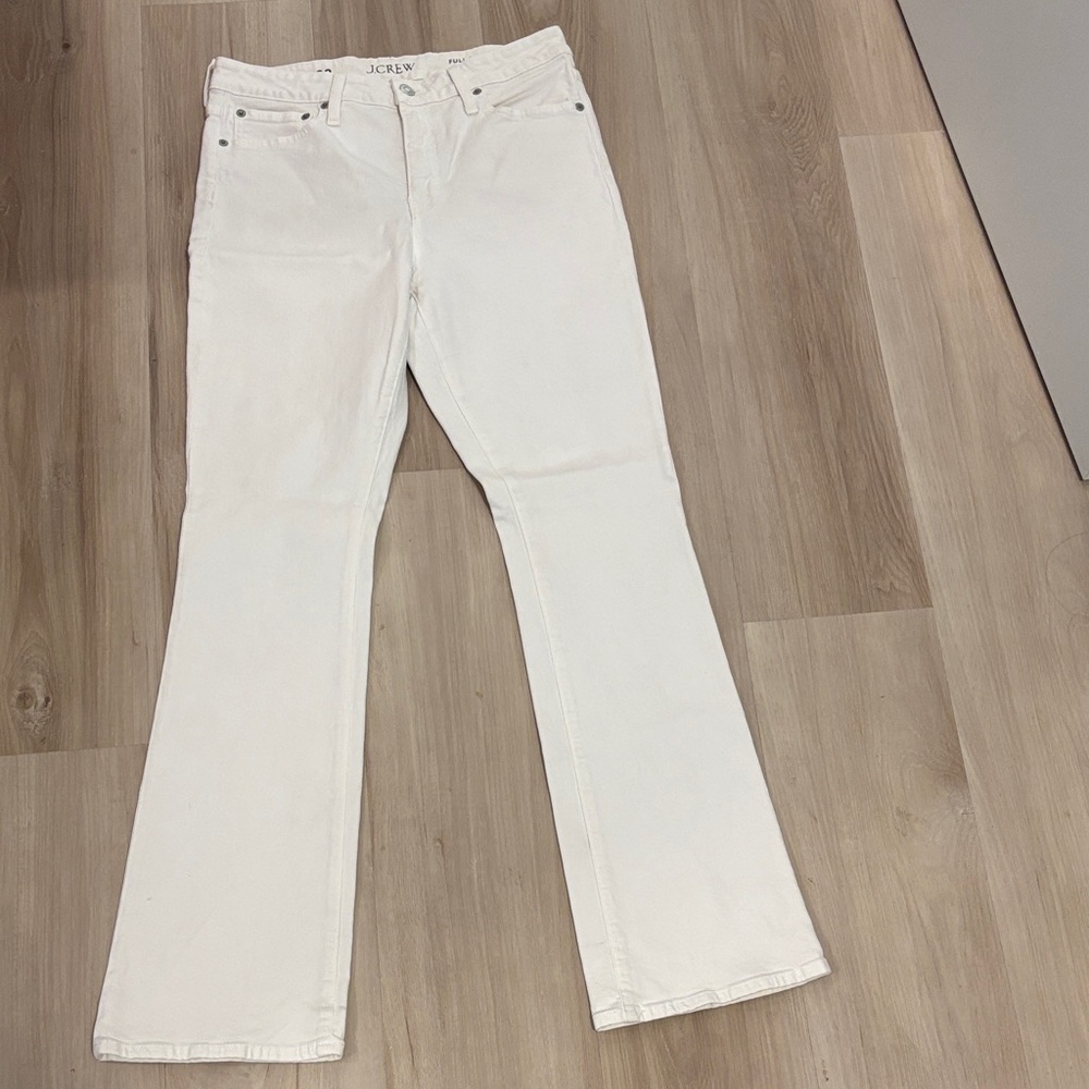J. Crew boot flared cowboy boho denim white jeans Sz 28